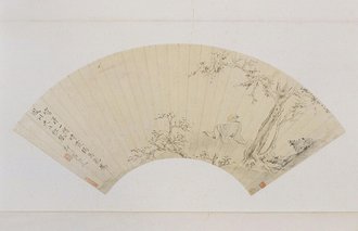 华喦晴霞飞鸟图扇页