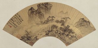 谢时臣暮云诗意图扇页