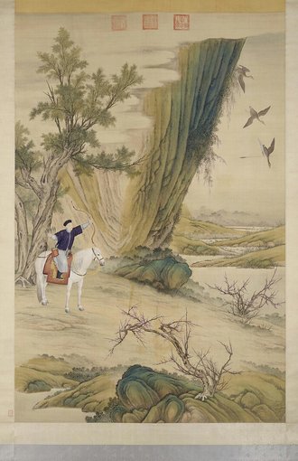 郎世宁等乾隆皇帝落雁图轴