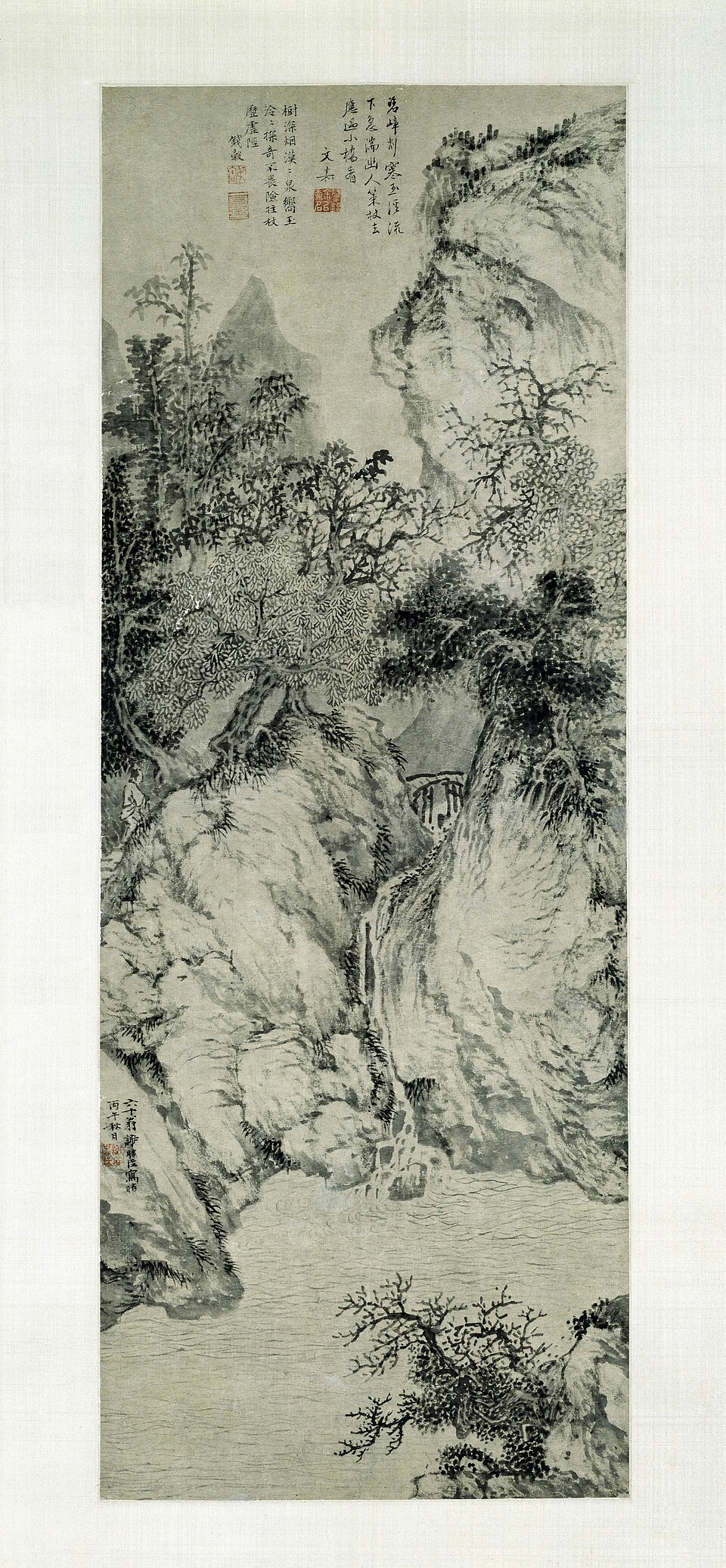 谢时臣策杖寻幽图轴