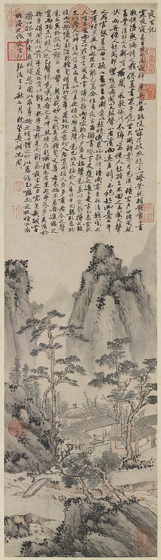 明沈周夜坐圖 軸