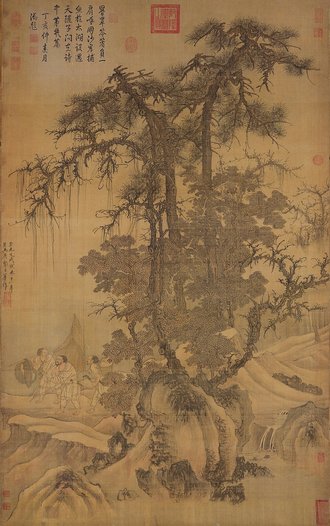 元唐棣霜浦歸漁圖　軸