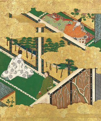 土佐光吉筆 源氏物語図色紙 「柏木」