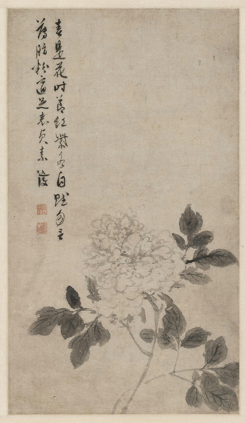 陈道复牡丹花卉图轴