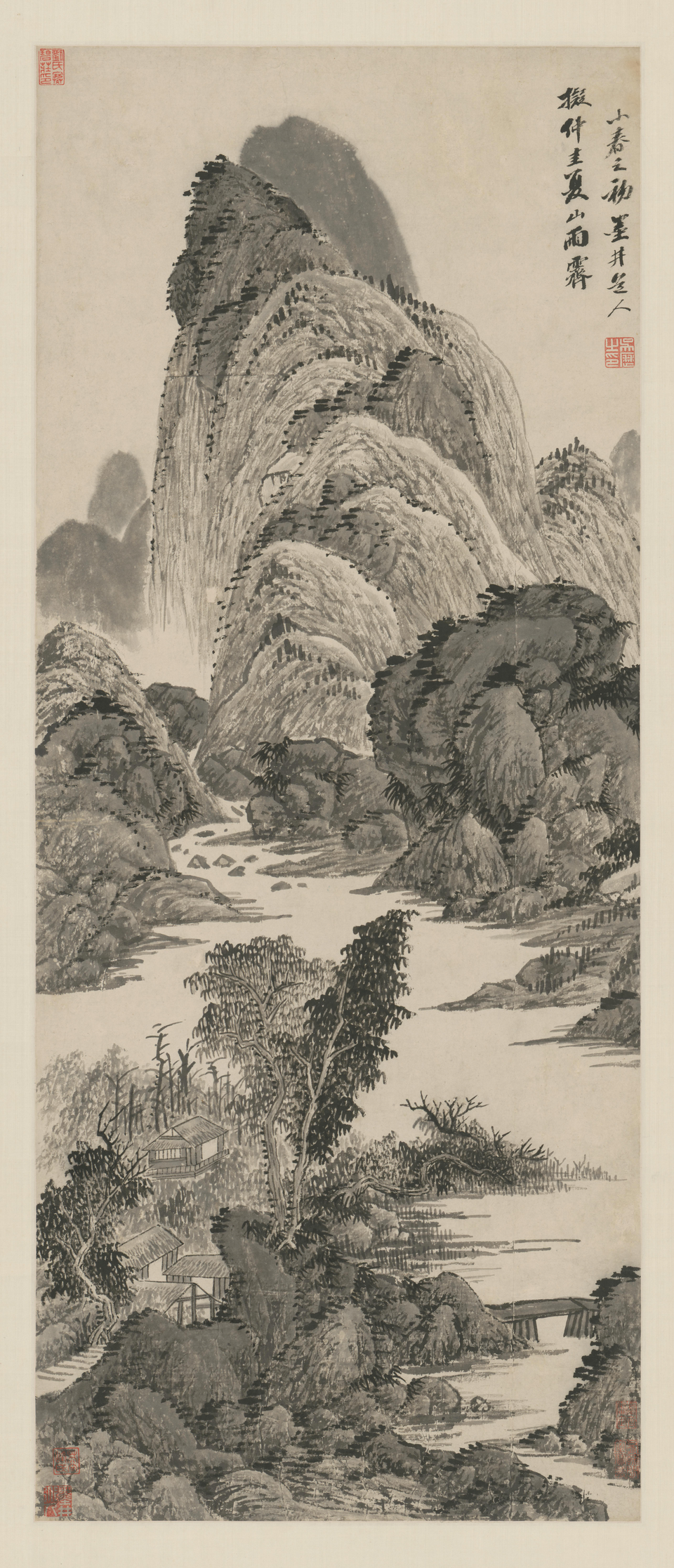 吴历仿梅道人夏山雨霁图轴