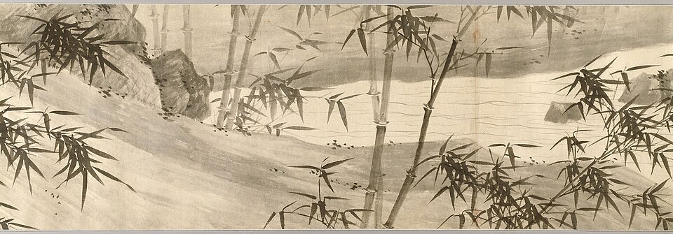 Bamboo-Covered Stream in Spring Rain
