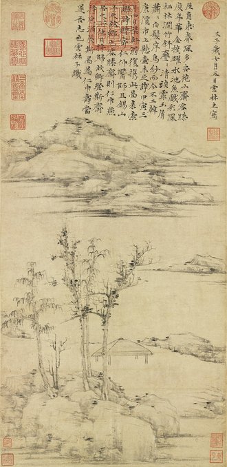 元倪瓚容膝齋圖　軸