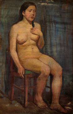 裸女坐椅子