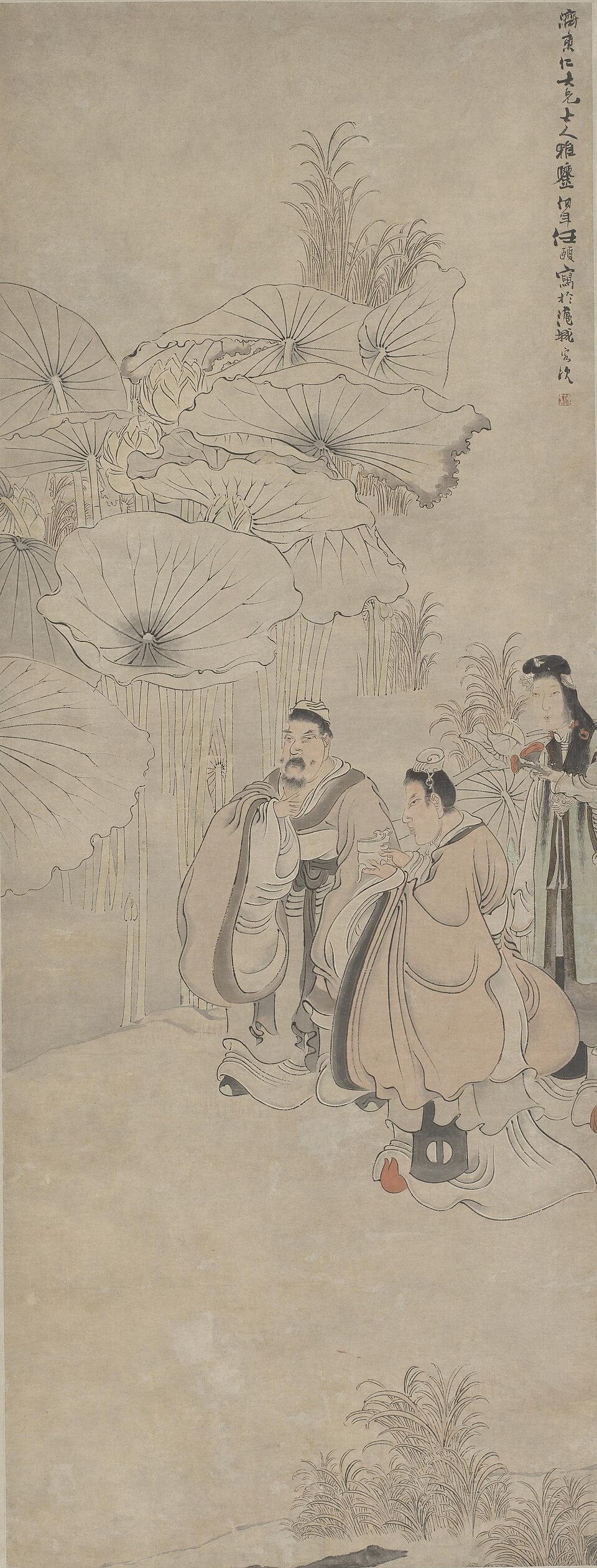 清 任颐 爱莲图轴