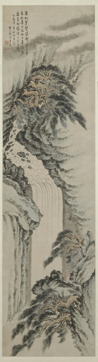 梅清白龙潭图轴
