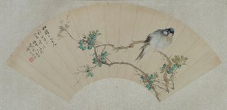 任颐花鸟图扇页