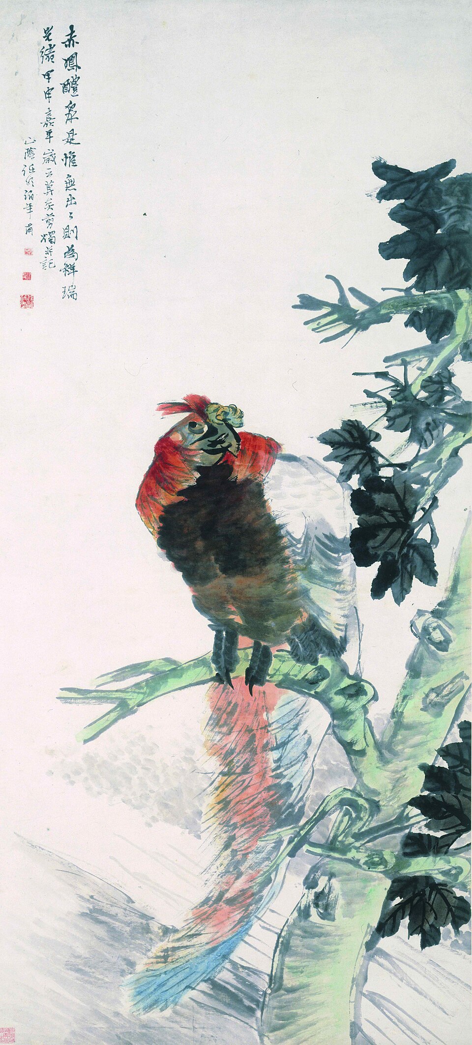清  任颐  碧梧丹凤图轴