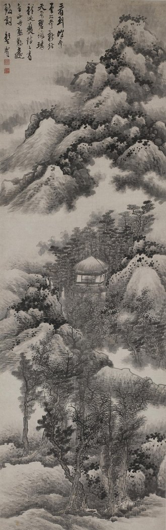 清 龚贤 奇峰秋云图轴