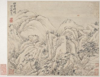 Album of Landscapes, Plants, Figures and Animals: Sunset in the Mountains