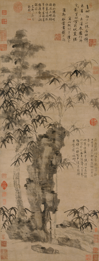 倪瓒梧竹秀石图轴