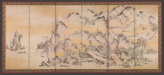 金山西湖図屏風