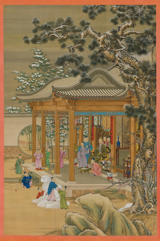 郎世宁等弘历雪景行乐图轴