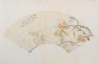 任颐花鸟图扇页