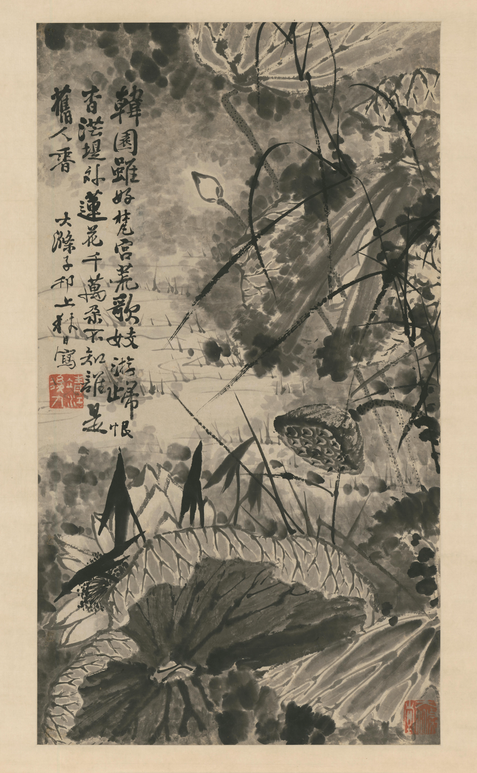 石涛墨荷图轴