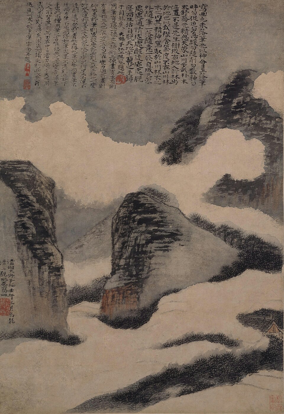 石涛云山图轴