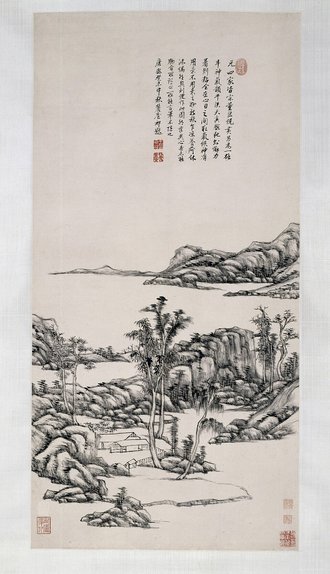 王原祁仿倪黄山水图轴