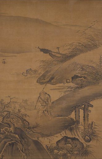 明 吴伟秋江归渔图轴