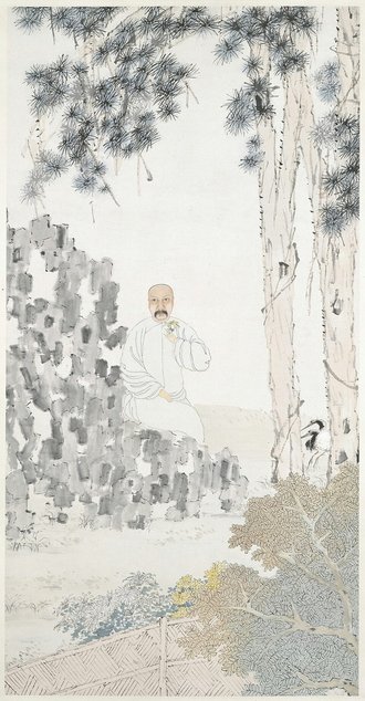 虚谷彭公像图轴