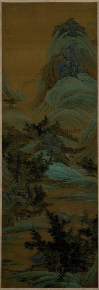 谢荪青绿山水图轴