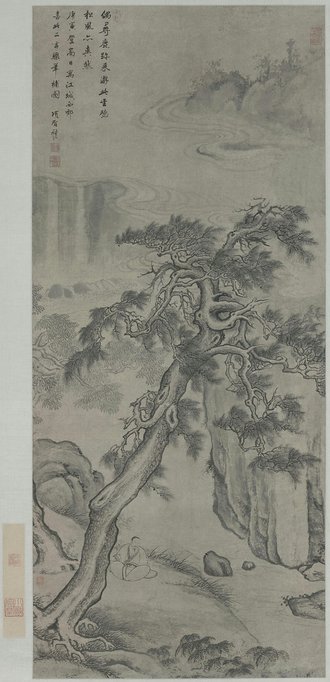 项圣谟听松图轴