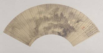 王概东园万竹图扇页