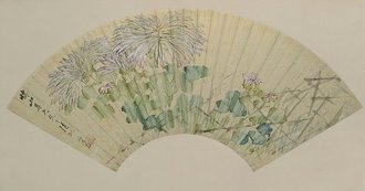 虚谷菊花图扇页