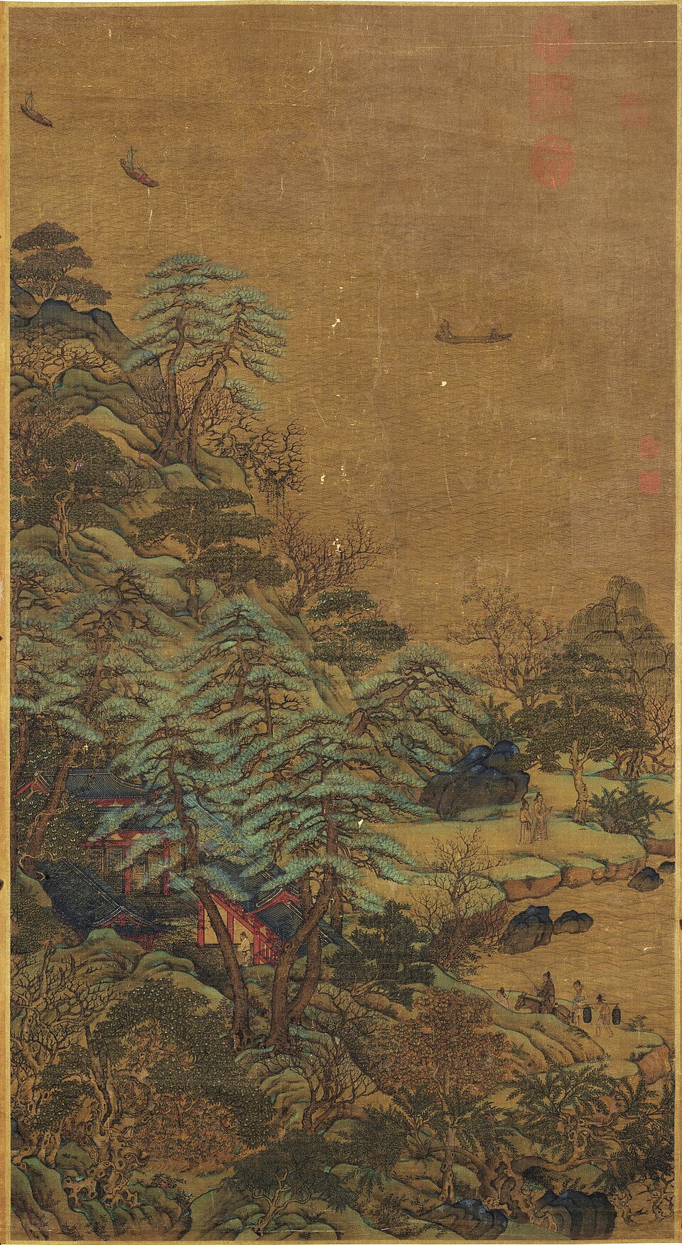 唐李思訓江帆樓閣　軸