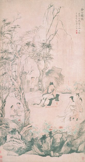 清  华喦  金谷园图轴
