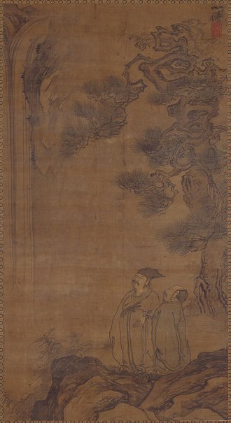 吴伟松阴观瀑图轴