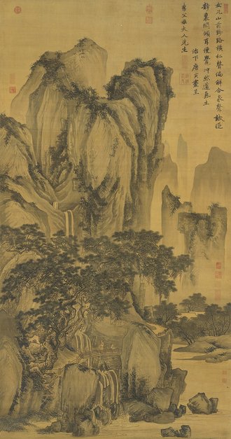 明唐寅畫山路松聲　軸