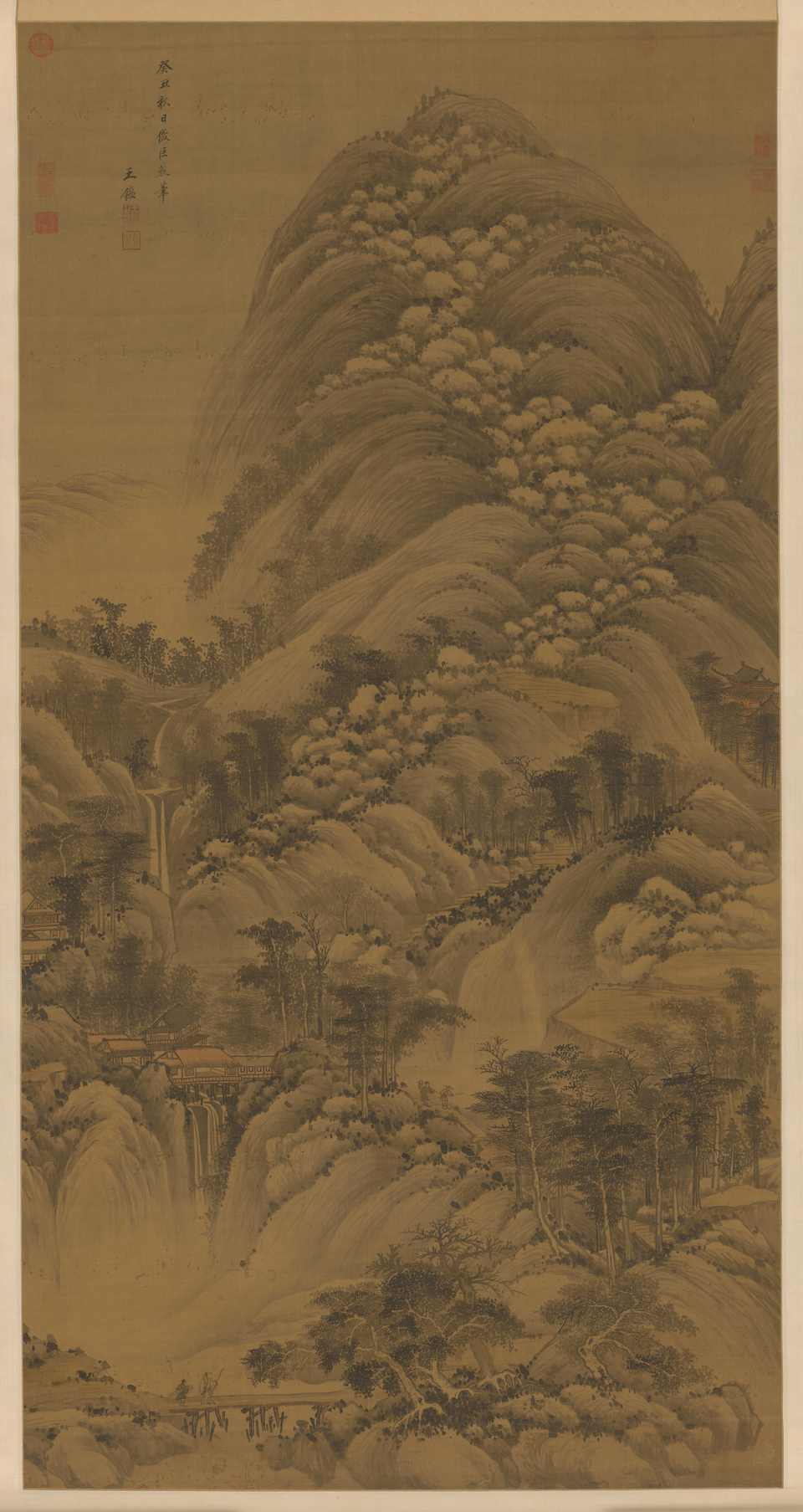 王鉴仿巨然山水轴