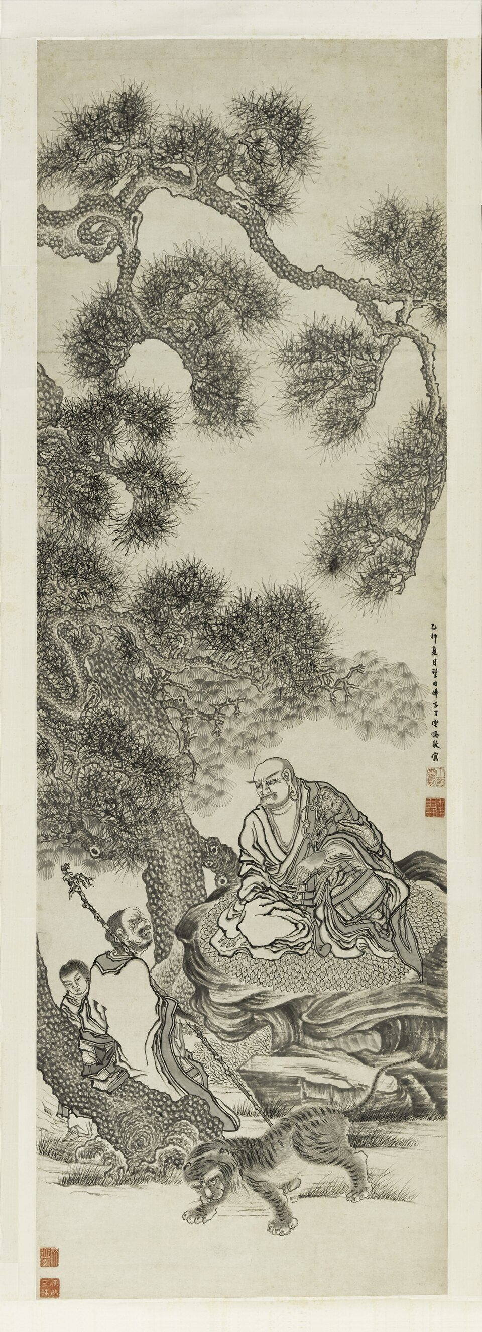 明  丁云鹏  伏虎罗汉图轴