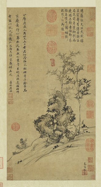 明項元汴倣蘇軾壽星竹　軸