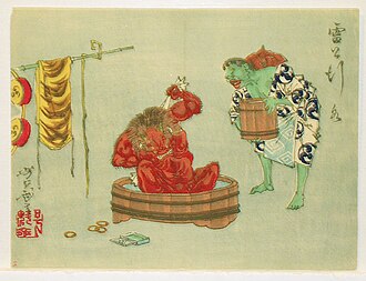 The Thunder God Bathing, from the series Yoshitoshi ryakuga (Sketches by Yoshitoshi)