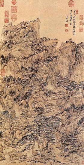 清王原祁仿王蒙夏日山居圖　軸