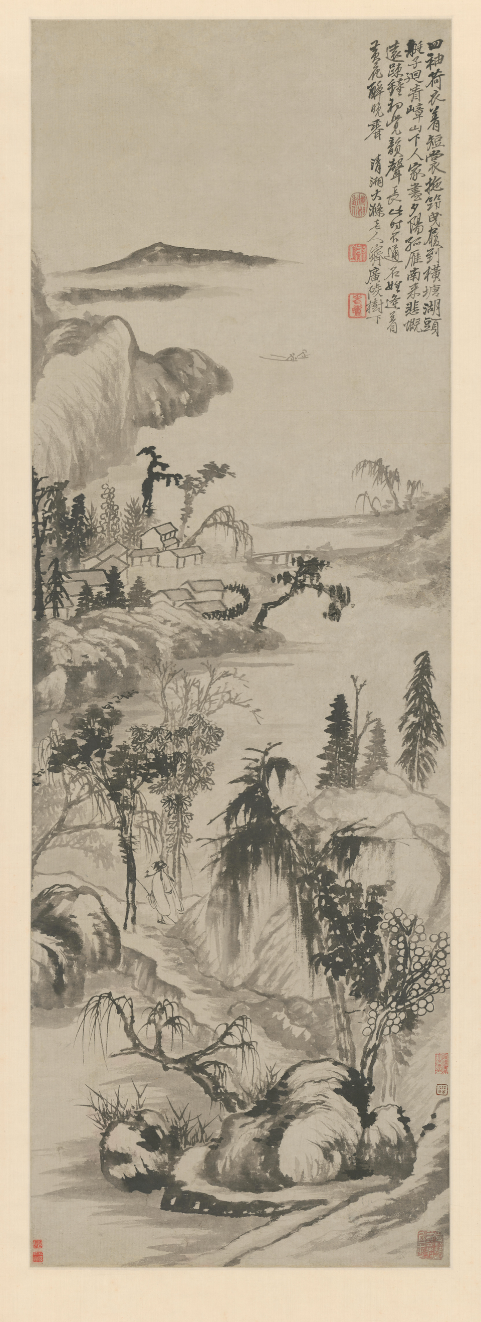 石涛横塘曳履图轴