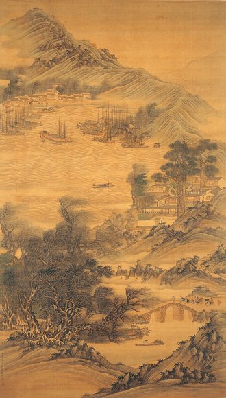 清  樊圻  江干风雨图轴