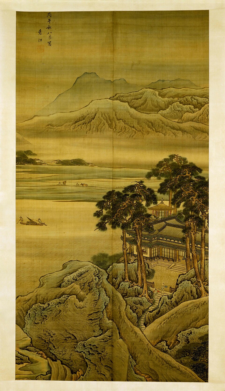 袁江山水楼阁图轴