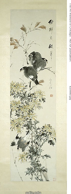 Chrysanthemums and Magpies