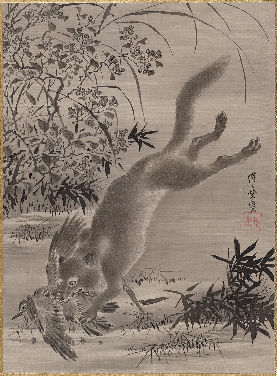 Fox Catching Bird