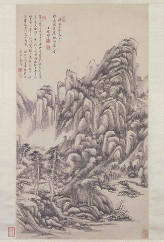 王原祁仿梅道人山水图轴