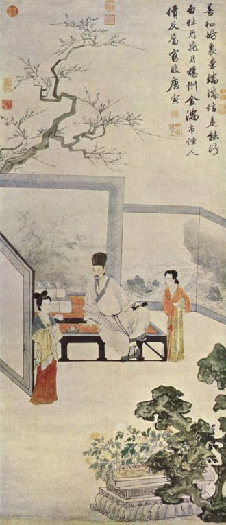 明唐寅倣唐人仕女　軸