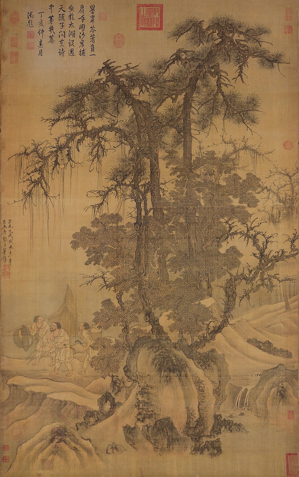 元唐棣霜浦歸漁圖　軸