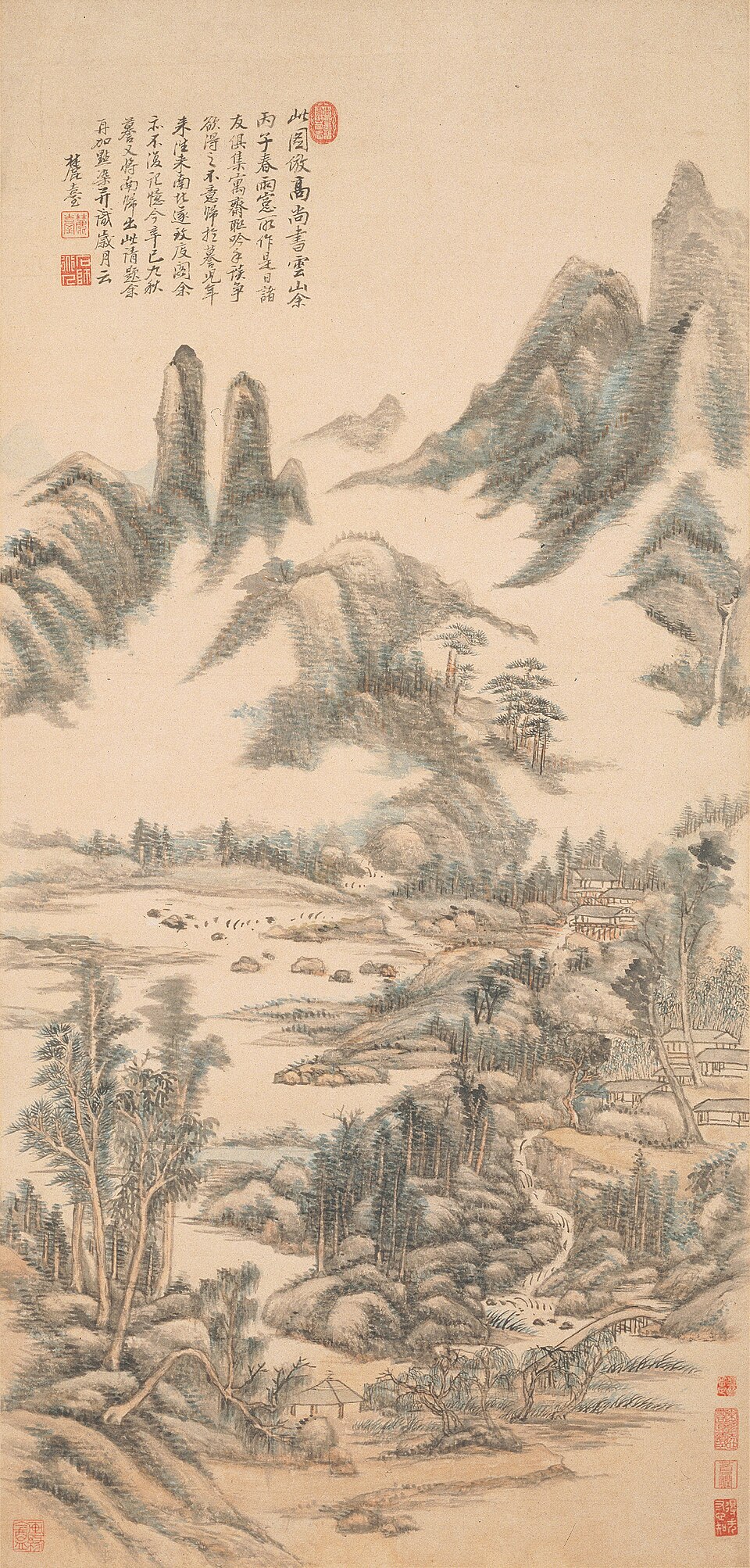 清   王原祁  仿高房山云山图轴