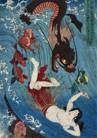 玉取り 海女と龍